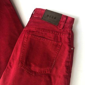 NEUW Red Straight Leg High Waist Jean